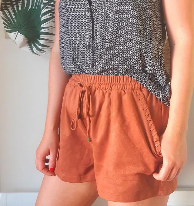 Short suédine Terracotta