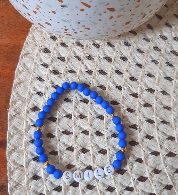 Bracelet élastique bleu SMILE