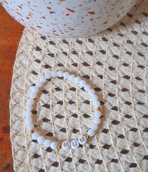 Bracelet élastique Agate blanche MUM