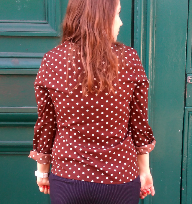 Blouse à pois chocolat Jana