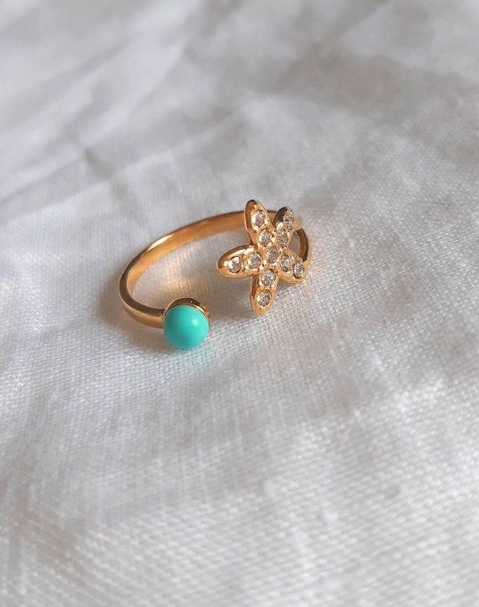 Bague acier dorée Benalmadena