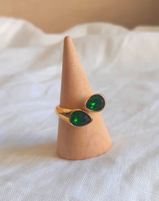 Bague en acier inoxydable verte Éclat