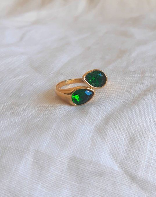 Bague en acier inoxydable verte Éclat