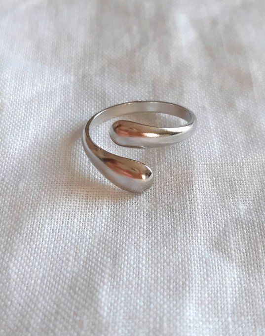 Bague en acier argentée Luna