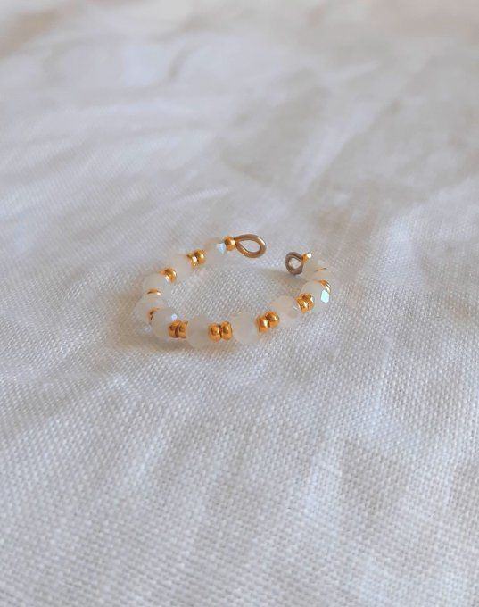 Bague acier et perles blanches Ivy
