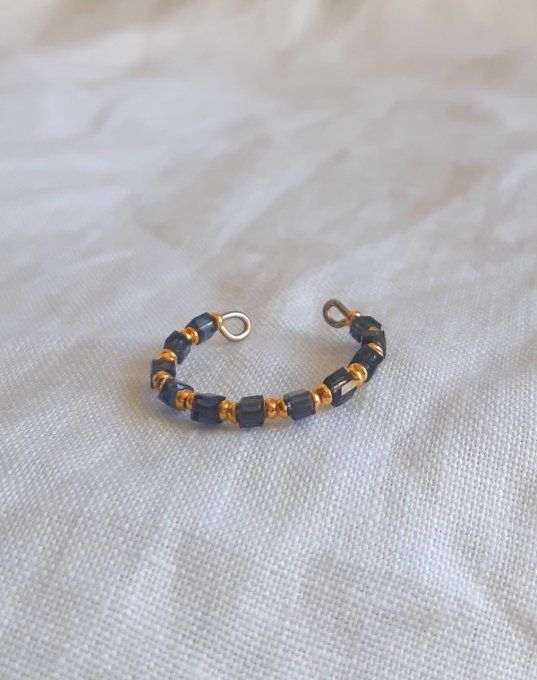 Bague acier et perles bleues Ivy