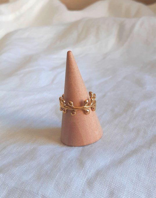 Bague en acier inoxydable dorée Laurier