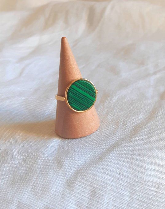 Bague en acier et Malachite Hermione