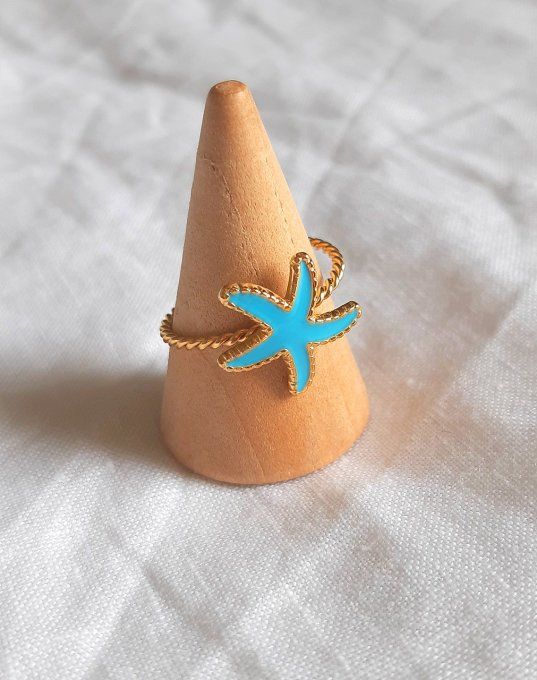 Bague acier dorée et bleue Marina