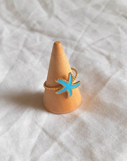 Bague acier dorée et bleue Marina