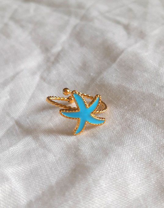 Bague acier dorée et bleue Marina