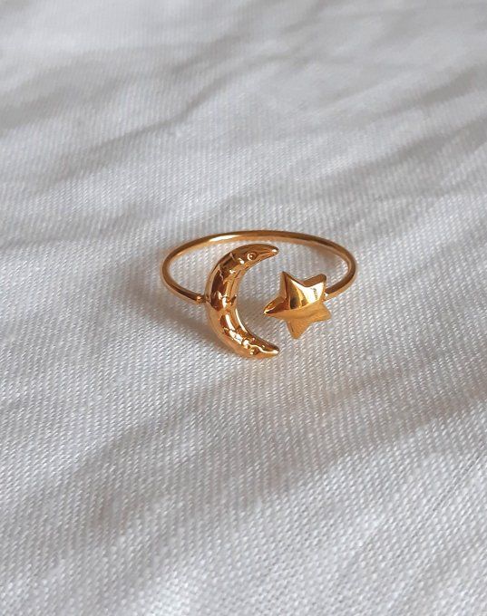 Bague en acier dorée Moka