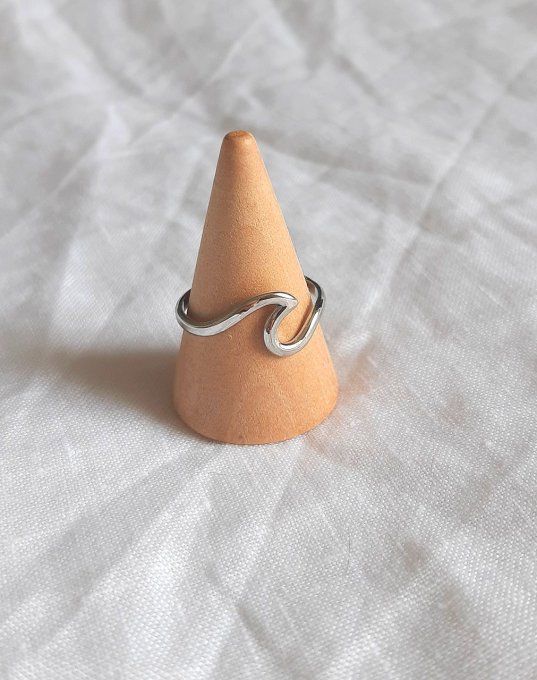 Bague acier argentée Wave