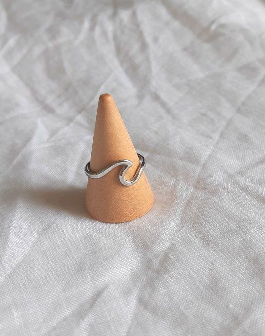 Bague acier argentée Wave