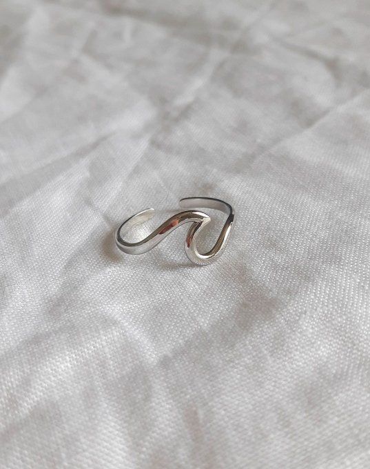 Bague acier argentée Wave