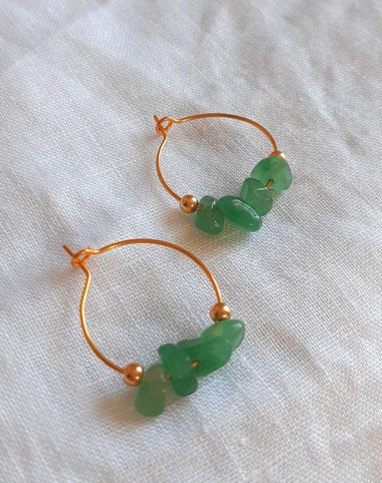 Créoles Astre Aventurine verte