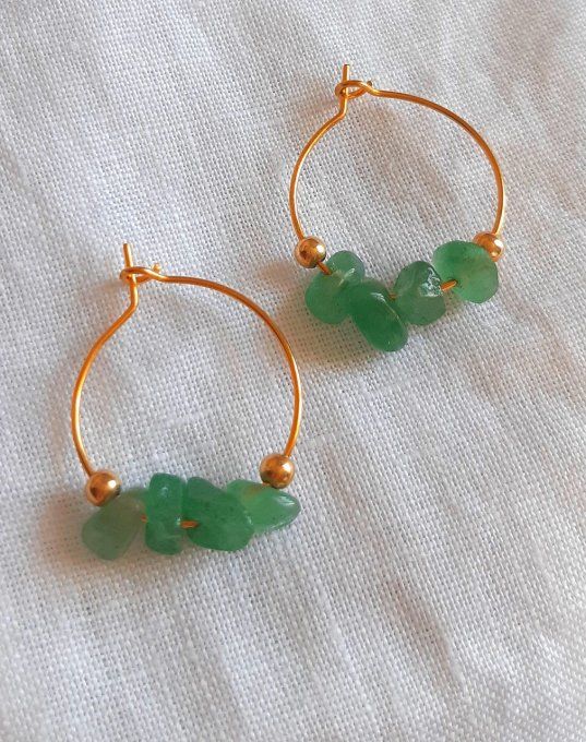 Créoles Astre Aventurine verte