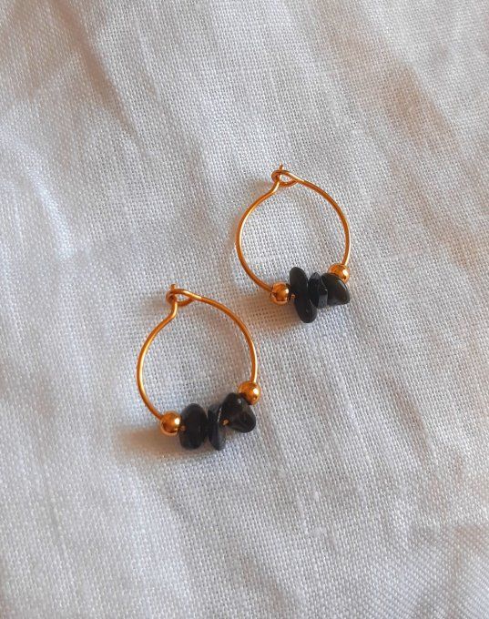 Créoles Mini Astre Obsidienne