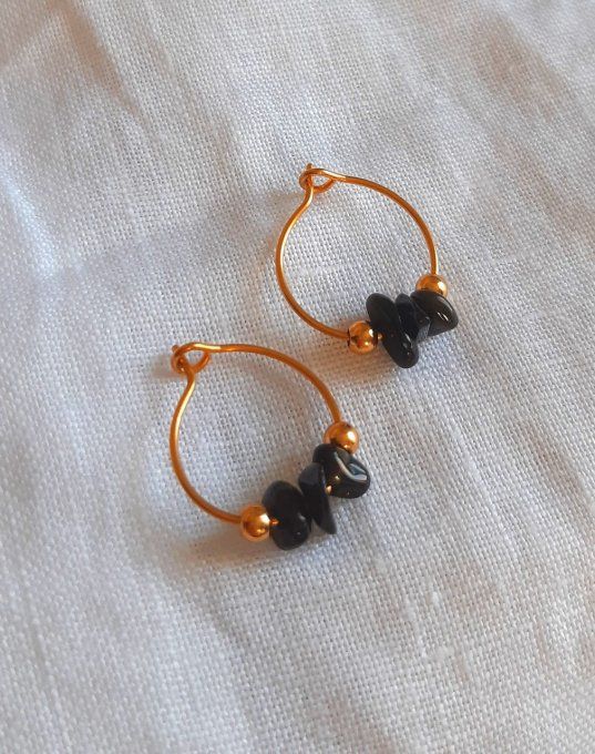 Créoles Mini Astre Obsidienne
