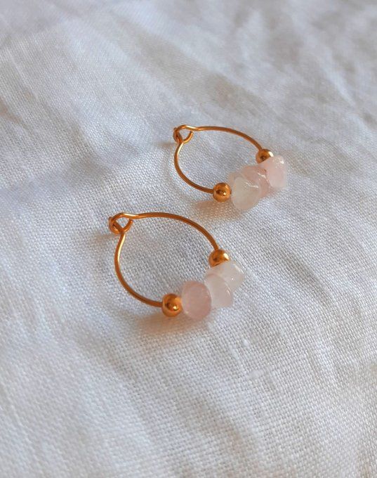 Créoles Mini Astre Quartz rose
