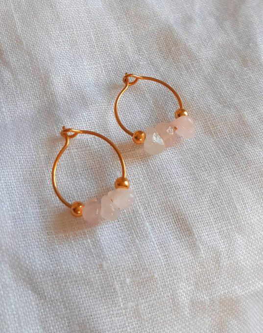 Créoles Mini Astre Quartz rose