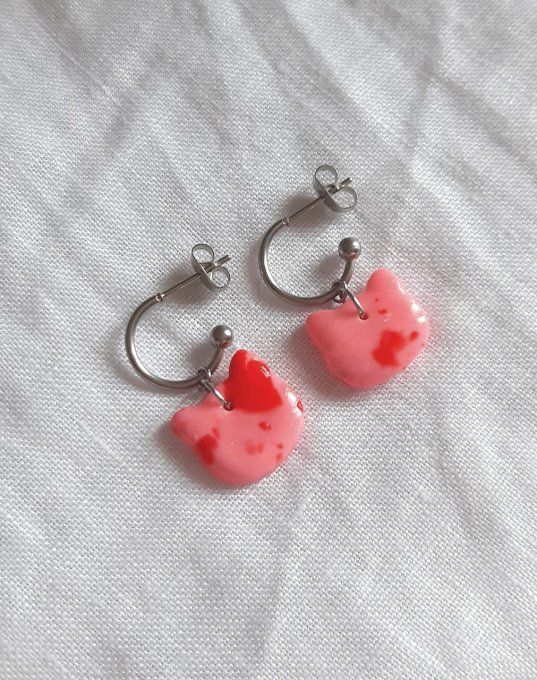 Boucles en acier argentées Féline