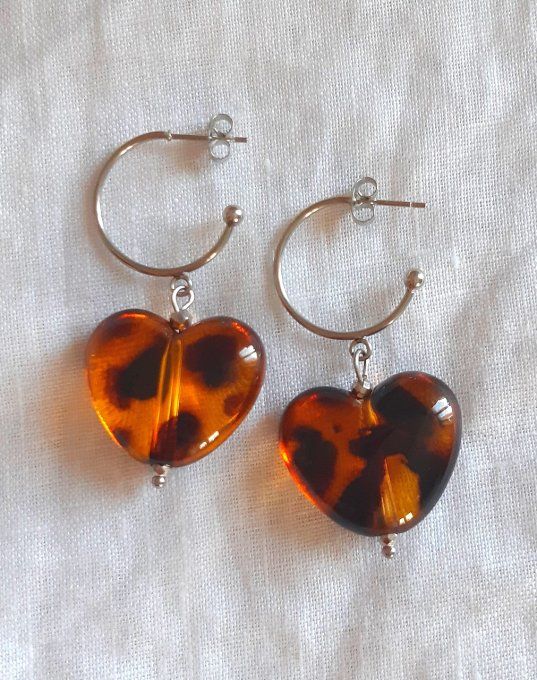 Boucles Léopard en acier inoxydable argentées