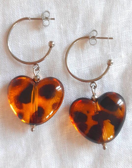Boucles Léopard en acier inoxydable argentées