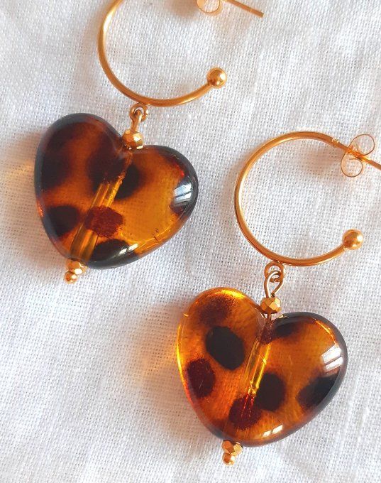 Boucles Léopard en acier inoxydable dorées