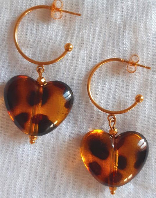 Boucles Léopard en acier inoxydable dorées