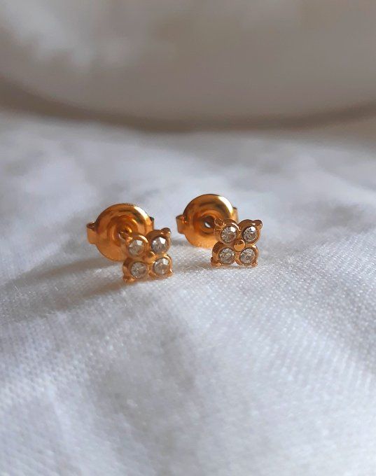 Puces en acier dorées Lou