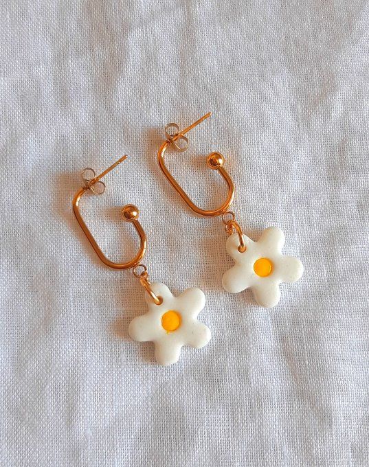 Créoles en acier dorées Flora