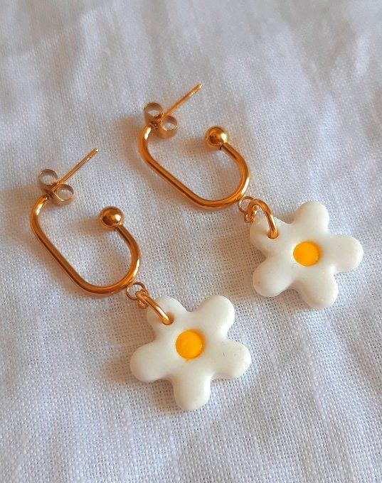 Créoles en acier dorées Flora