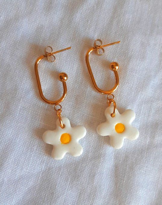 Créoles en acier dorées Flora