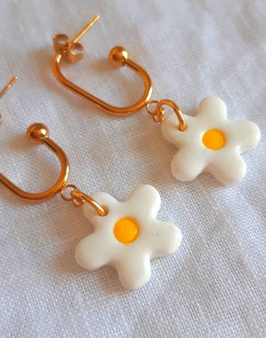 Créoles en acier dorées Flora