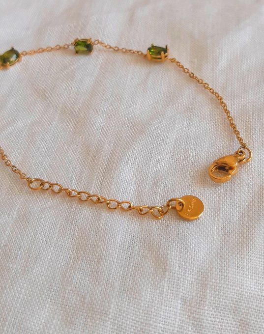 Bracelet en acier inoxydable doré/vert Sia