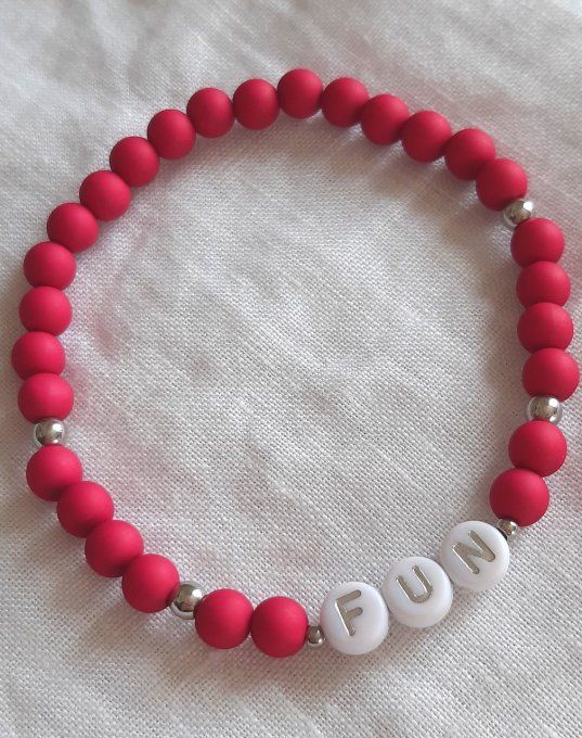 Bracelet élastique magenta/argenté FUN