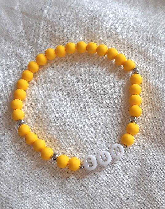 Bracelet élastique jaune/argenté SUN