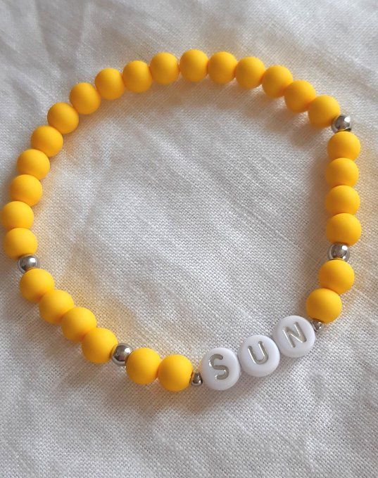 Bracelet élastique jaune/argenté SUN