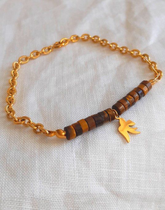 Bracelet acier oeil de tigre Bird