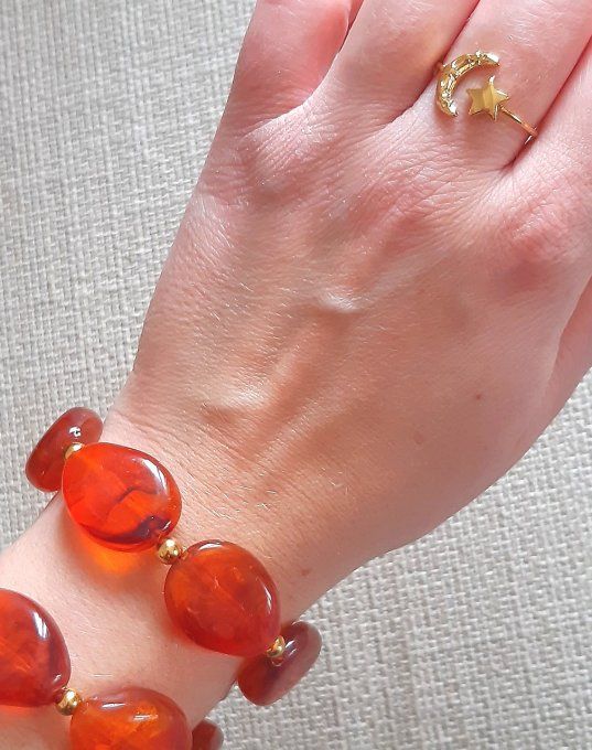 Bague en acier dorée Moka