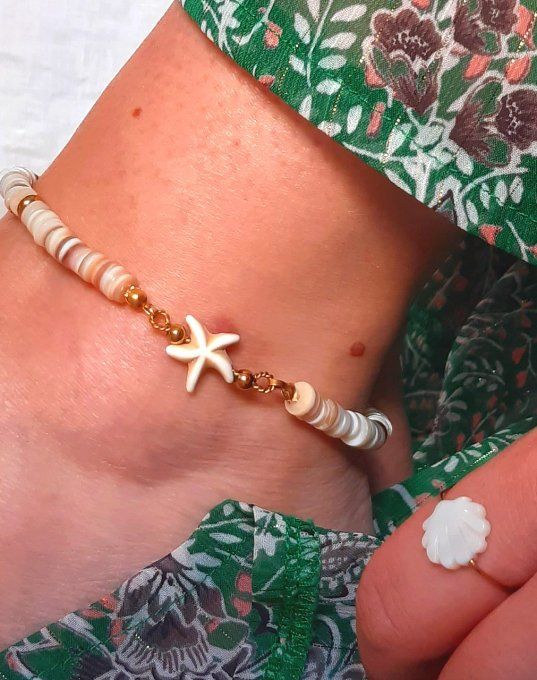 Bracelet de cheville acier doré Rio
