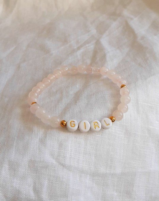 Bracelet élastique Quartz rose GIRL
