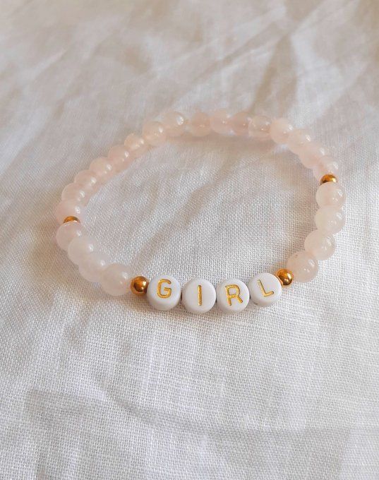 Bracelet élastique Quartz rose GIRL