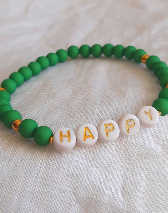 Bracelet élastique vert HAPPY