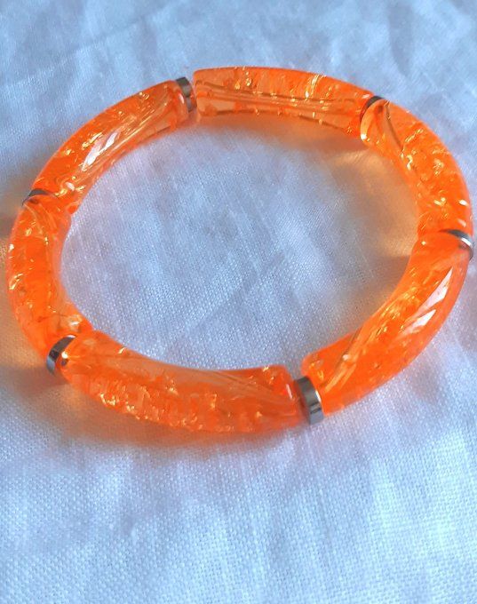 Bracelet élastique orange/argenté Maud 