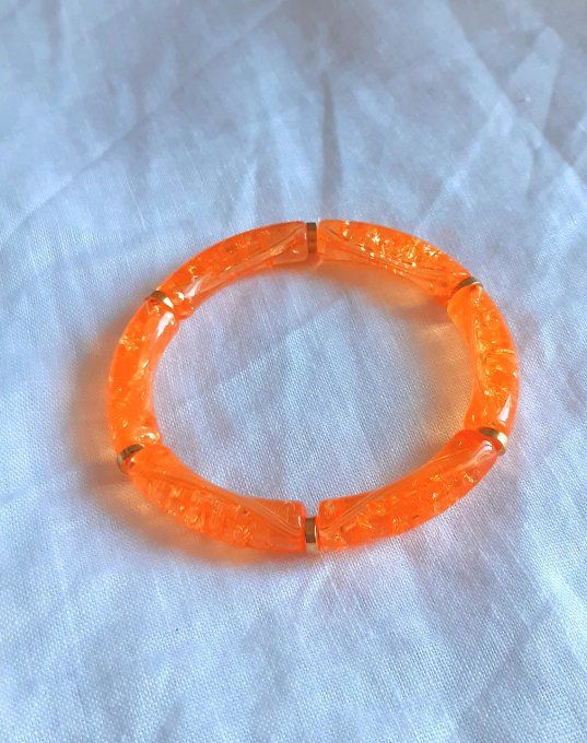 Bracelet élastique orange/doré Maud