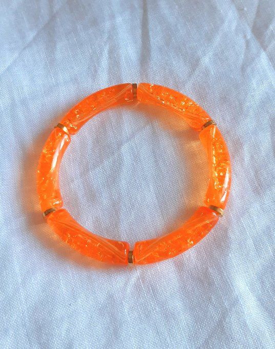 Bracelet élastique orange/doré Maud