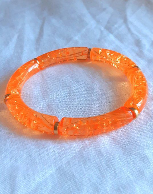 Bracelet élastique orange/doré Maud