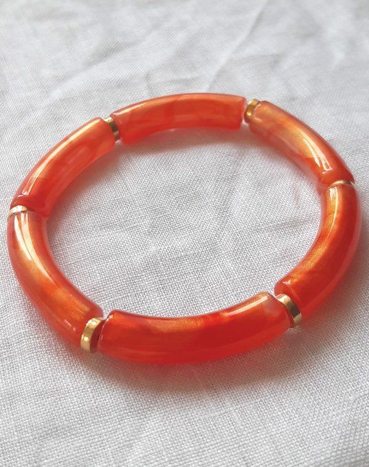 Bracelet élastique rouge/doré Maud
